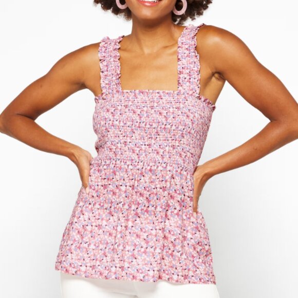 Celia Sleeveless Smocked Linen Top - Picture 1 of 2